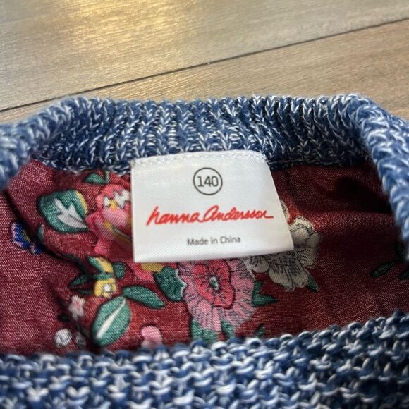 Hanna Andersson Blue Ruffle Sweater Girls 140 or 10 Bin J-33 - Picture 3 of 4